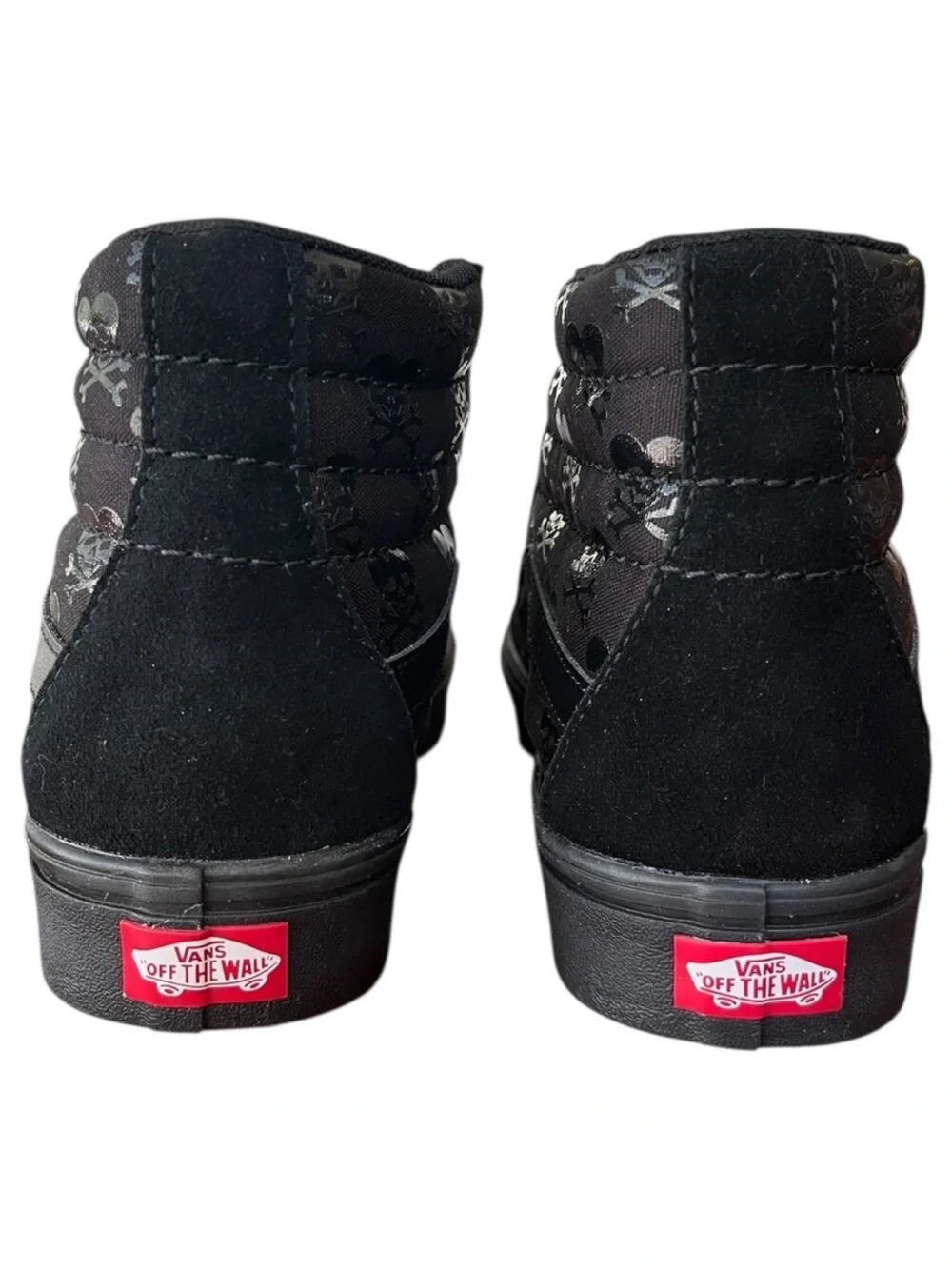 Off The Wall Vans Black High-Top Sneakers with White Laces and Logo Tongue